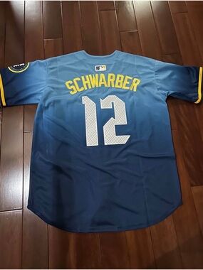 MLB Schwarber #12 Blue and Yellow Jersey